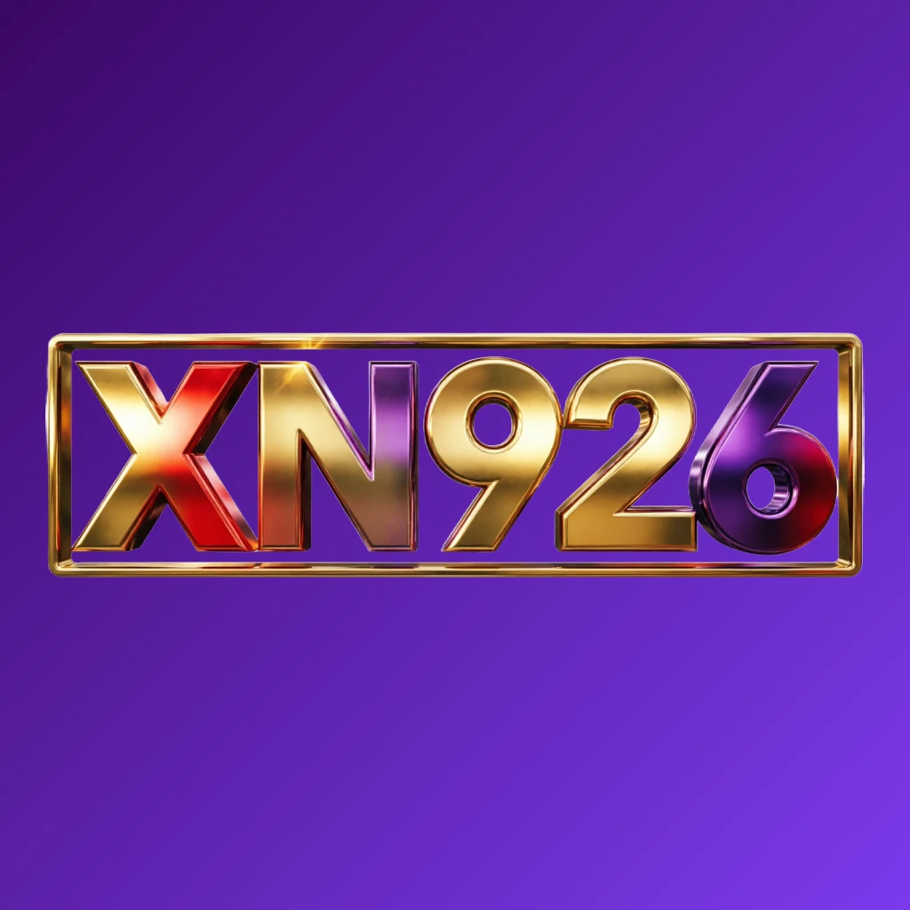 Bright premium XN926 logo with thick uppercase typography in vivid gold, red, and purple colors, featuring a polished metallic finish and strong visual impact on a transparent background, designed as a wide horizontal rectangular wordmark for website header